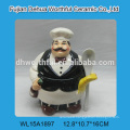 Decorative chef shaped ceramic sugar container with spoon